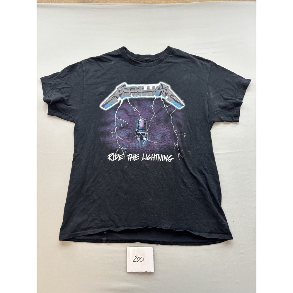 Metallica Ride The Lightning T-Shirt Mens LG Black Band Concert Tee Double Sided